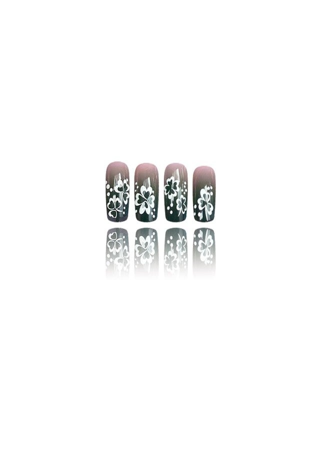 OSTTMA 24Pcs St. Patrick's Day Press on Nails White Shamrock Fake Nails French Tip False Nail with Clover Design Gradient Green Glue on Nails Medium Length Stick on Nail for Women DIY Irish Holiday Manicure - Image 5